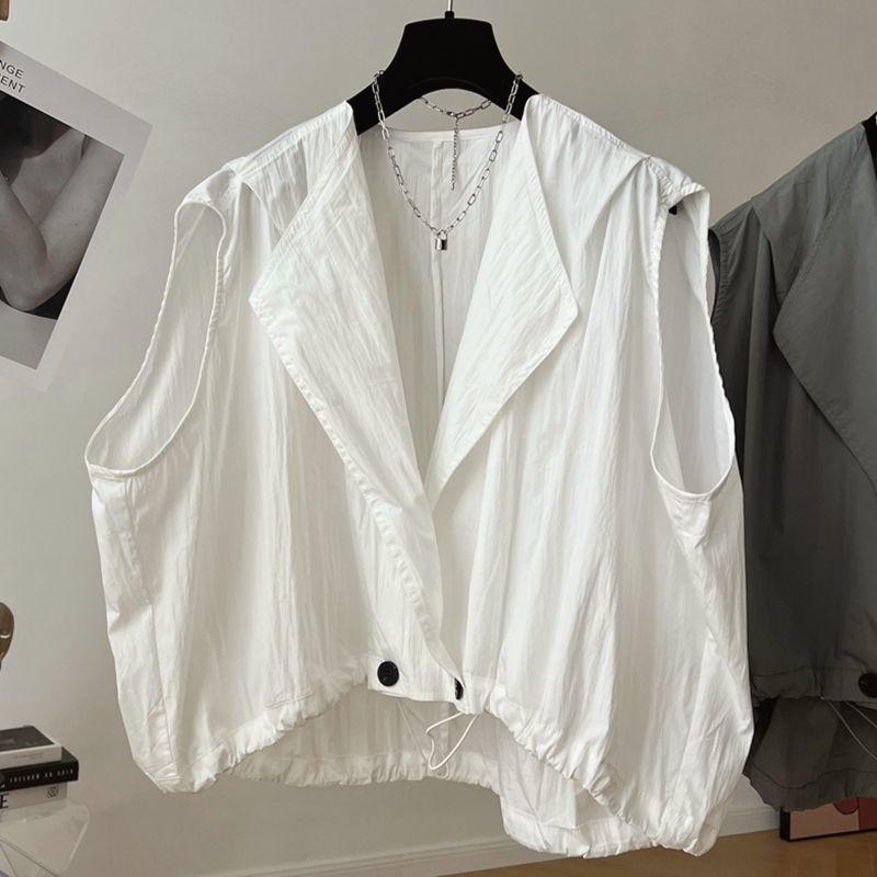 Oversize Casual Vest Coat Women Summer Plus Size Sleeveless Tops Y2k Loose Cardigan Jackets