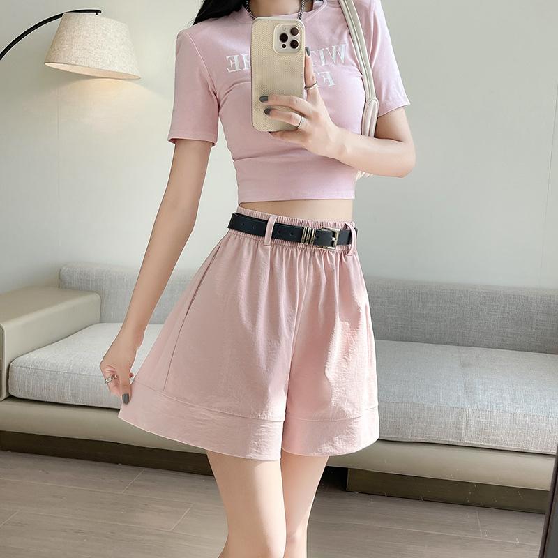 Shorts pour Femmes En Été Nouveau Style à Porter Droit Taille Haute Pantalon Trois-quarts Pour Les Faire Paraître Amincissantes, Pantalon Ample Drapé