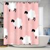 Pink Shower Curtain With Sheep Design Pink Bath Curtains For Kids Room Decor Waterproof Fabric Perfect Gift Idea Shabby Chic Bat