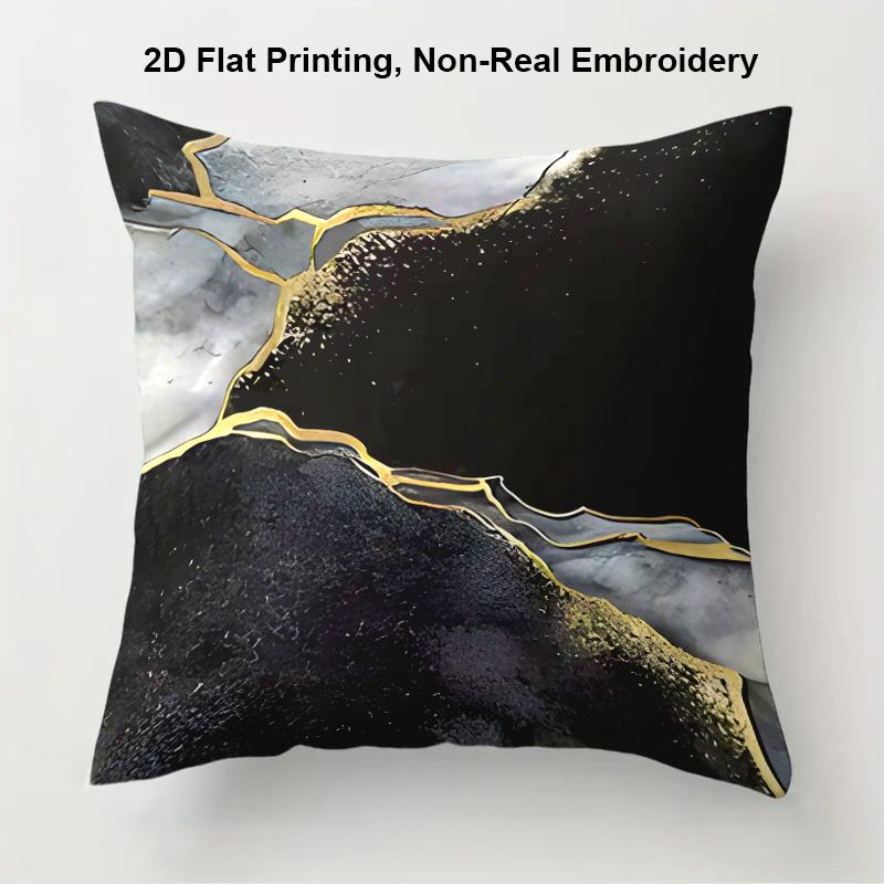 Abstract Blue and Gold Swirl Pattern Throw Pillow Cover for Modern Sofa Decor