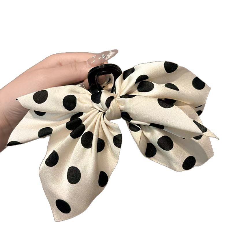 Französischer Polka-Dot-Schleifen-Haarclip - Retro-Kiefer mit Luxuriösem Gefühl