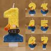 0-9 Mini Excavator Birthday Number Candles Cute Number Candle Digital Candles Top of Cake Baby Shower Birthday Party Supplies