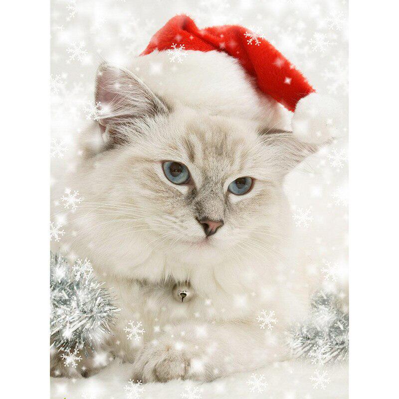 Full Drill Diamond Painting Christmas Cat Diamond Embroidery Cross Stitch Rhinestone Mosaic Decor