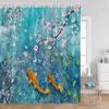 Pink Flowers Koi Carp Shower Curtains Cherry Blossom Pond Watercolor Floral Bathroom Decoration Polyester Fabric Bathtub Curtain