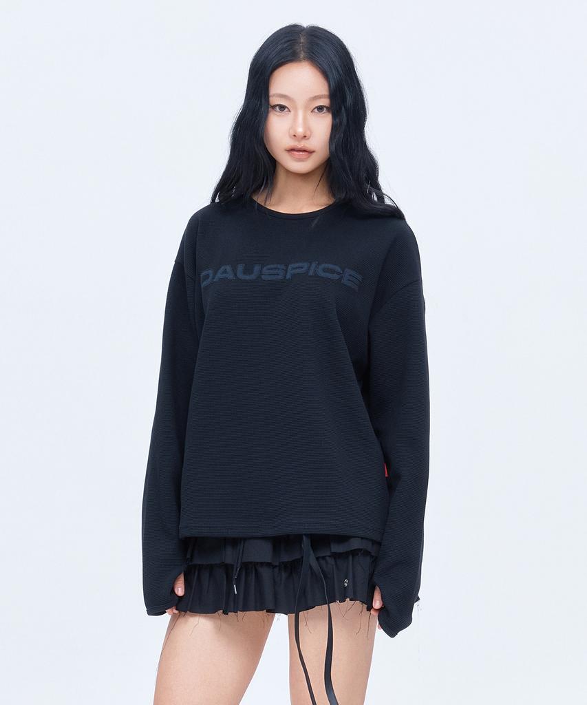 DAUSPICE (Duc) Appliqué Logo Waffle Long Sleeve Black