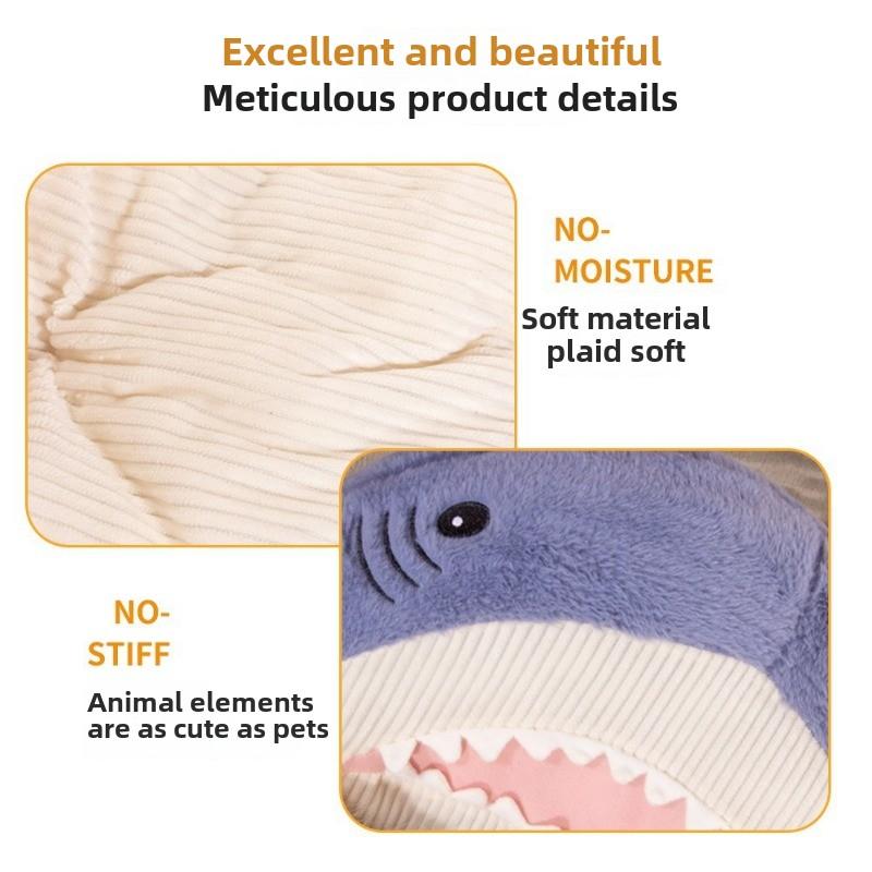 All Seasons Warmth Pet Mat Cute Cartoon Shark Cats Bed Plush Pets Sofa Fun Cat Nest Dog Bed Cats House Pet Supplies Dog House