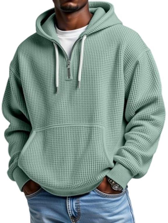 2025 Men's 3D Print Zipper Hoodie Sweatshirt – Waffle Pattern