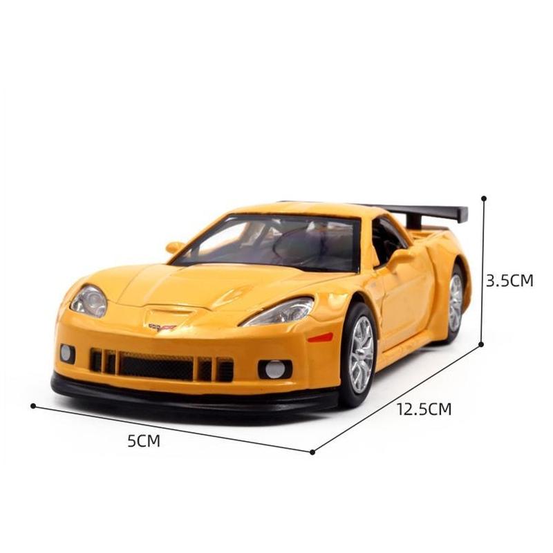 1/36 Chevrolet Corvette C6-R Toy Car Model for Children RMZ CiTY Diecast Racing Miniature Pull Back Collection Gift for Kid Boys