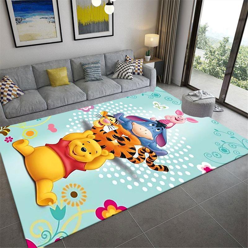 Anti-slip and Stain-resistant Rug, Winnie the Pooh and Friends Print Rug, Suitable for Children's Rooms and Bedroom Decoration.