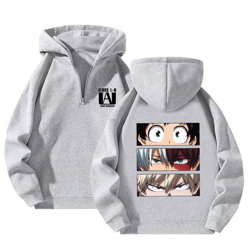 Japansk Anime My Hero Academia Hoodies Kawaii Harajuku Manga Grafisk Dragkedja Jackor Tryckta Streetwear Sweatshirts Unisex Pullovers Toppar