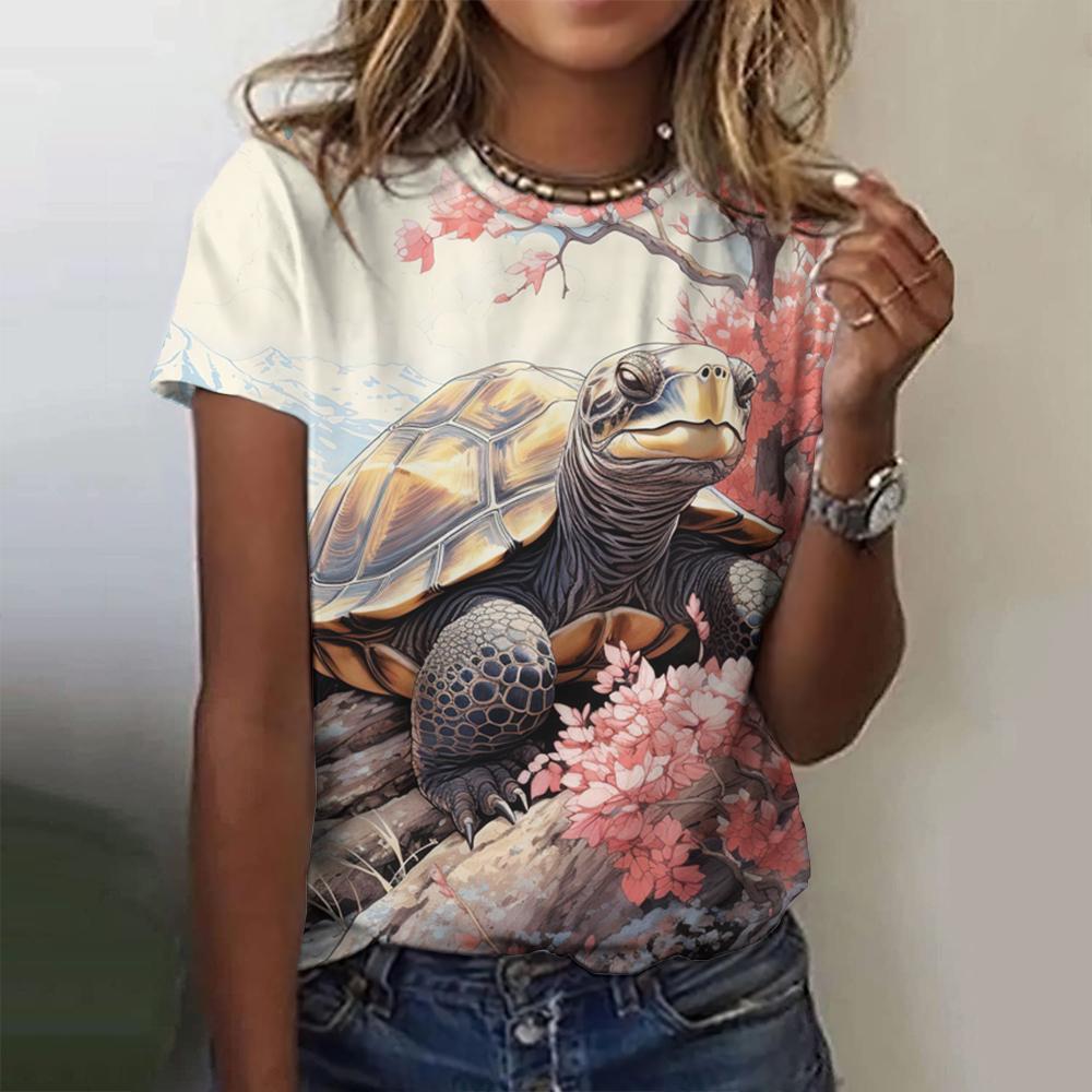 Summer 3d Printed Animal Pattern Women's Top Street Fashion Loose Round Neck Short Sleeved Casual Oversized T-Shirt