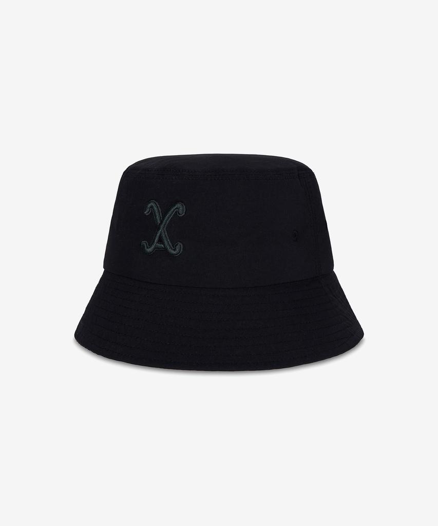 Bajal Va Curved Logo Nylon Bucket Hat Black