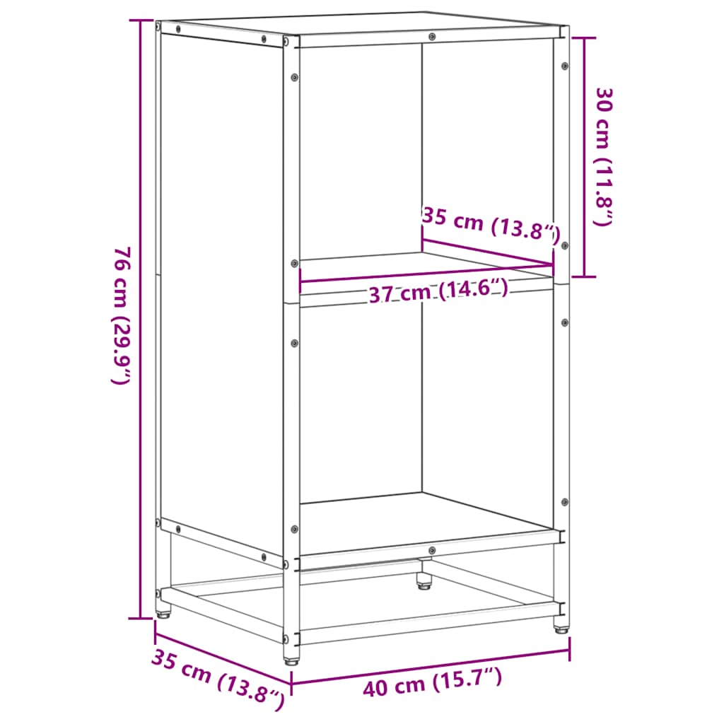 Black Bookshelf 40 X 35 X 76 Cm Engineered Wood