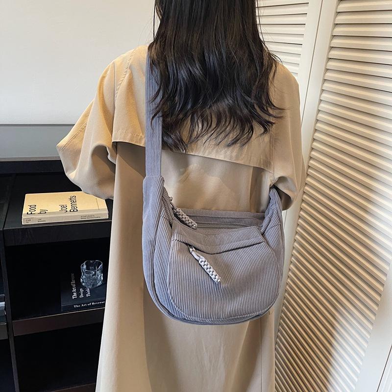 Women's Corduroy Shoulder Bag Solid Color Crossbody Bag