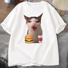 Camiseta Meme de Gato Comiendo Crujiente para Mujeres Hombres Camisetas Graciosas Camiseta Divertida de Gato Comiendo Algodón Manga Corta Camisetas Gráficas Streetwear