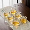 Tea Pot with Bamboo and Wood Handles Made of Borosilicate Glass Tea Cups Set and Capable of Open Flame Tea and Water Separation