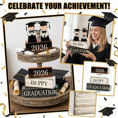 Décorations de Plateau à Étages pour Remise de Diplôme, Cadeaux pour Diplômés Étudiants, Ornements de Bureau