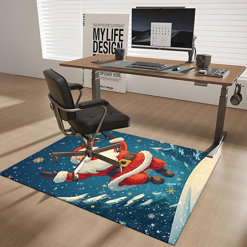 Christmas Santa Claus Chair Mat - Anime Cartoon Design, Non-Slip Carpet for Office, Home Decor, Living Room, Bedroom, Gaming Room & Dormitory.R072