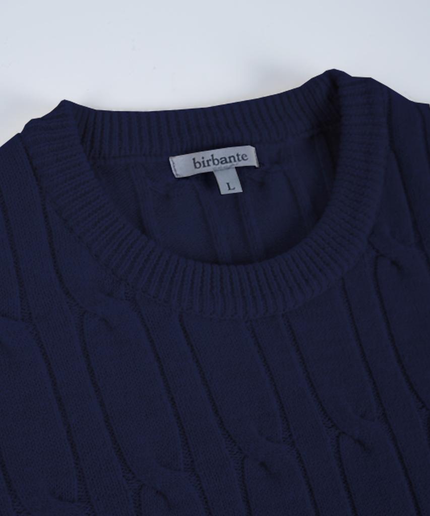 BIRBANTE Soft Washable Cable Round Knit - Dark Navy