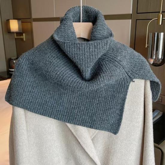 Women Shawl Scarf High Collar Side Split Design Windproof Warm Fabric Fake Collar Outdoor Lightweight Shawl Wrap