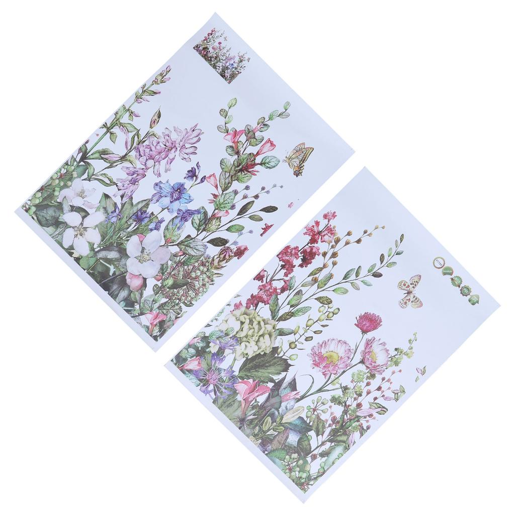 2Pcs Wall Stickers SelfAdhesive Plant Flowers Pattern Decals for Living Room TV Background