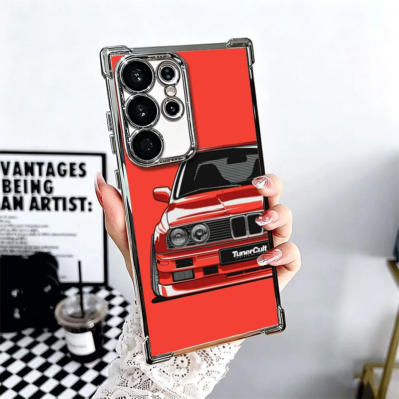 Simple Japanese Sports Cars Pattern Plating Phone Case For Samsung Galaxy S24 S25 FE S26 Edge S23 Ultra S22 S21 Plus S20 Anti-Fa