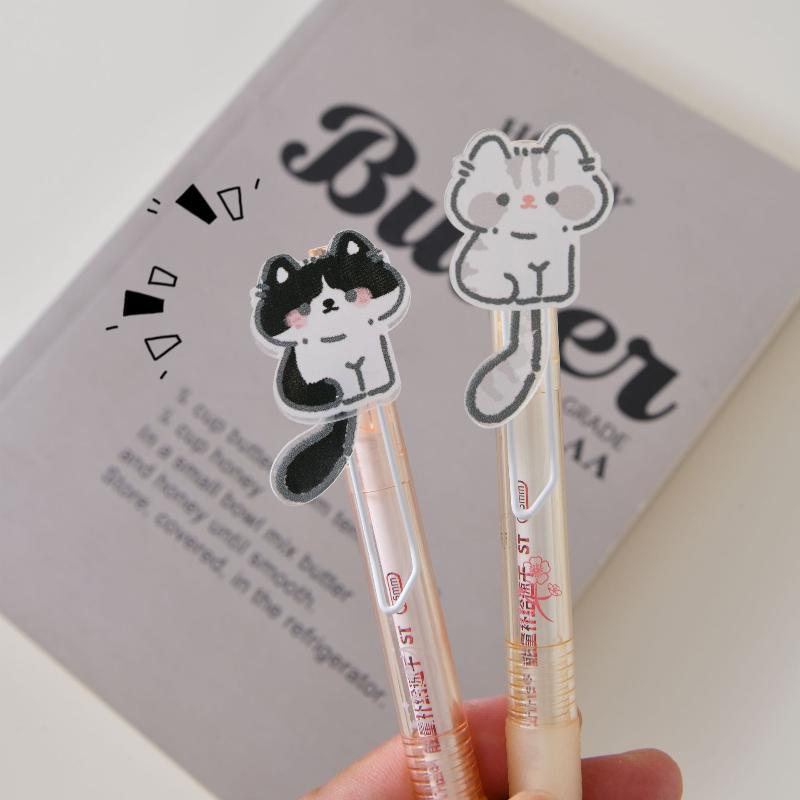1/4Pcs Cute Wagging Tail Cat Gel Pen Cartoon Automatic Pen Black Kawaii Neutral Pen Study Stationery School Supplies Gifts
