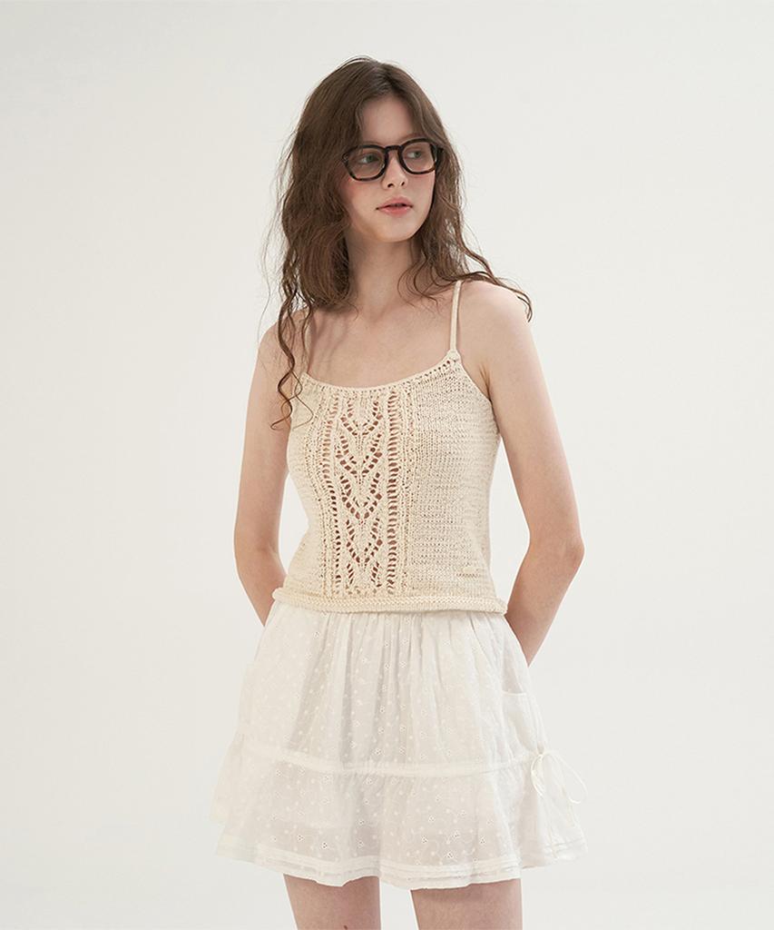 Sseomweeobeoteo Leaf Cotton Sleeveless Knit - Ivory