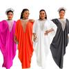 African Plus Size Women's Faux V-Neck Hot Drill Dress - Fat Muslim Style