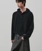 ALYSS Ribbed Snap Henley Neck Crop Hoodie [Black]