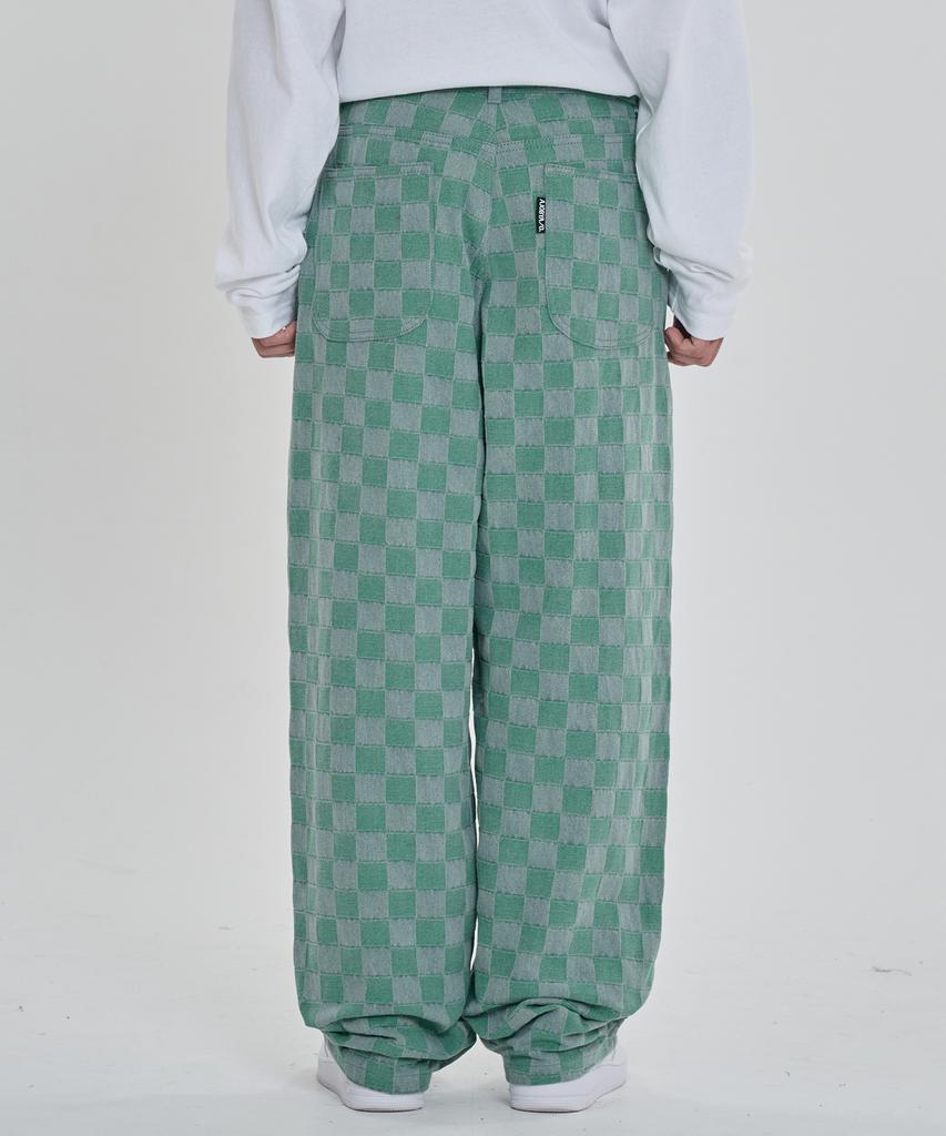 AJOBYAJO Checkerboard Denim Pants [Mint]