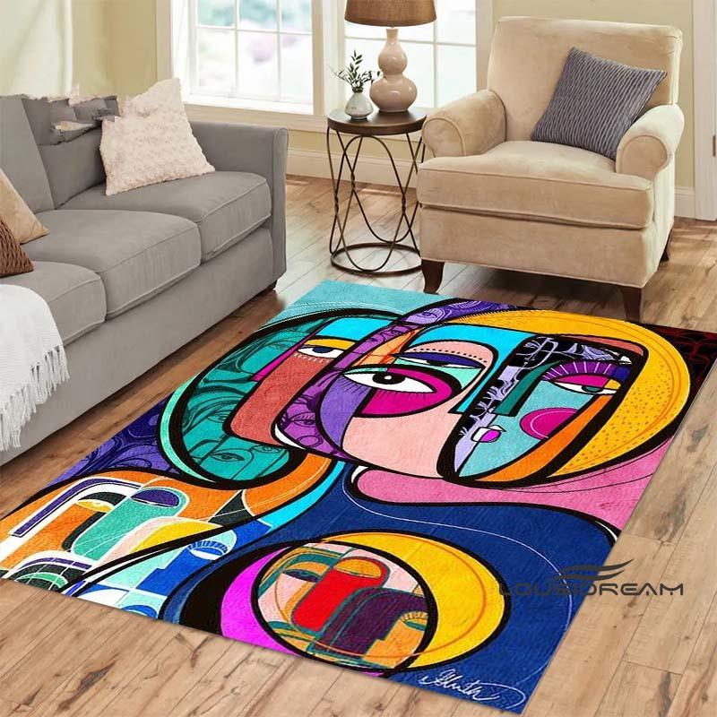 Customizable Picasso Style Painting Printed Carpet Fashion Non-slip Floor Mat Outdoor Door Mat Play Mat Birthday Gift