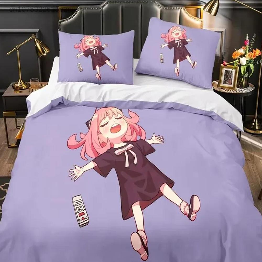 Impression 3D Anime SPY×FAMILY Anya Forger Ensemble de housse de couette 3D Literie Couette Taies d'oreiller en lin Décoration de maison Simple Double King Queen