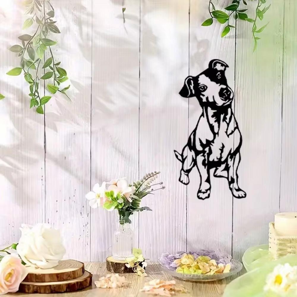 1pc Cute Puppy Hanging Picture Elegant Metal Decor Ideal for Outdoor Garden Walls Beautiful Wedding & Party Decoration