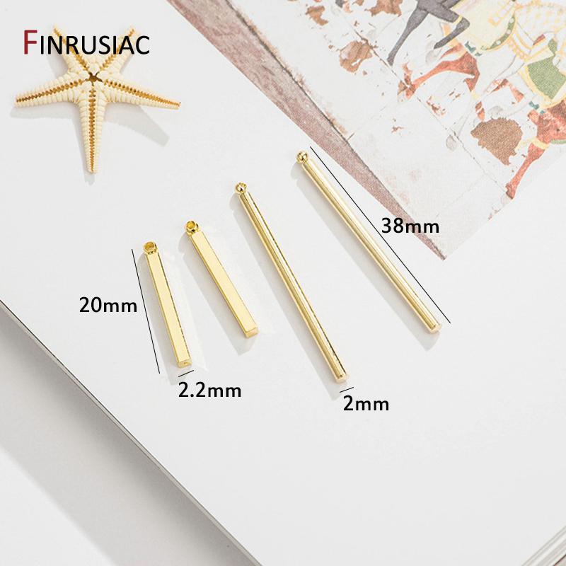 14K Gold-Plated Copper Metal 2 Types Thin Stick Pendants Charms for DIY Earrings Jewelry Making Accessories Components