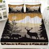 Mattress Retro Deer 3D Digital Printing Pillowcase Bedspread Three-Piece Home Textile
