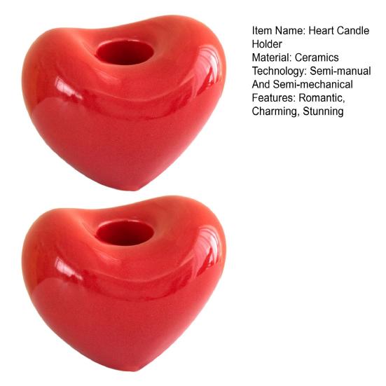 Yousheng Heart Shaped Ceramic Candlestick Holder Small Romantic Candle Holder for Wedding Party Dinning Table Centerpiece Valentine's Day Anniversary