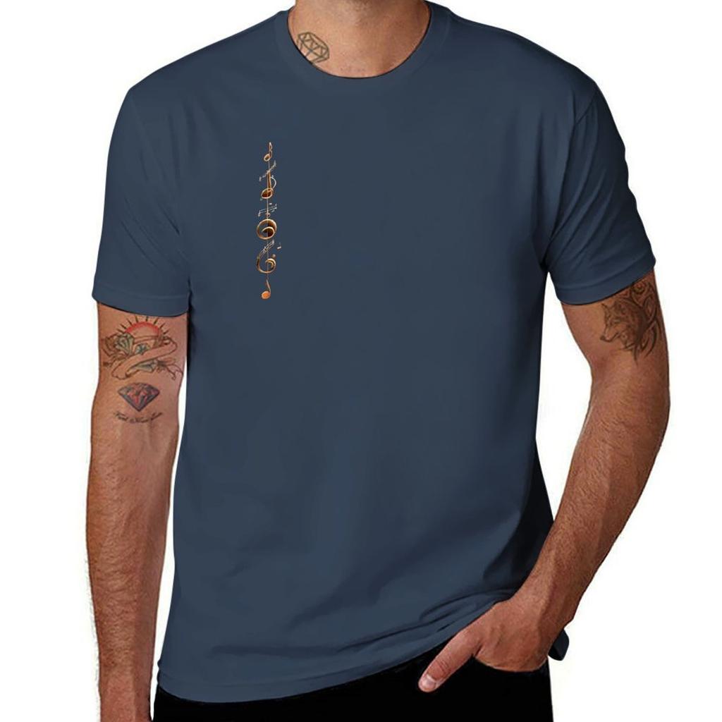 Musical Notes Tshirt Daily Wear Plain Short Sleeve Shirt