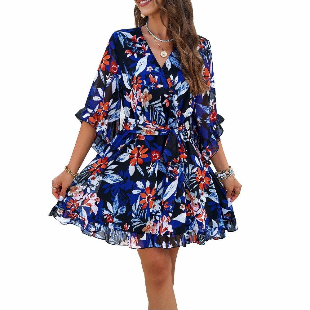 Spring and Summer Elegant Printed Strappy Dress