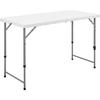 Folding Reception Table - TERRANOVA - White - Steel Structure and HDPE Polyethylene Top - 4 People - 122x60.5xH74 Cm