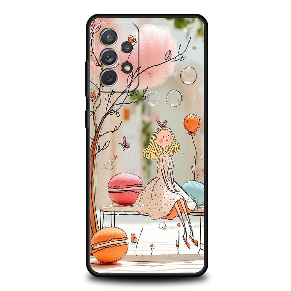 Cartoon Girl Phone Case for Samsung Galaxy A55 A35 A15 A14 A13 A25 A54 A51 A71 A72 A73 A32 A52 A41 5G Soft TPU Shell Fundas Bags