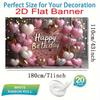 2D Happy Birthday Photography Backdrop with Pink Gold Heart Balloons & Glitter Banner