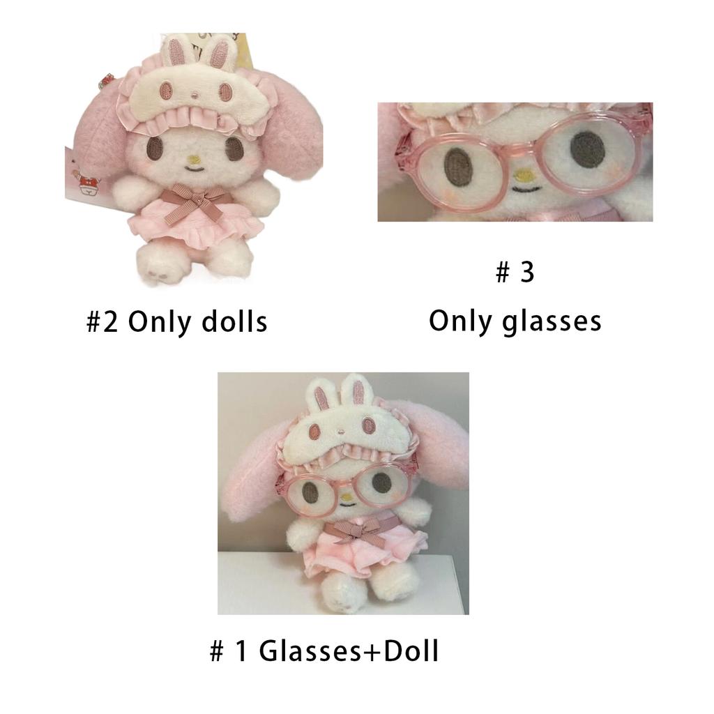 Cute New Eye Mask Pajama Series My Melody Doll Keychain Including Three Styles 1 Glasses+Doll 2 Doll Only 3 Glasses Only