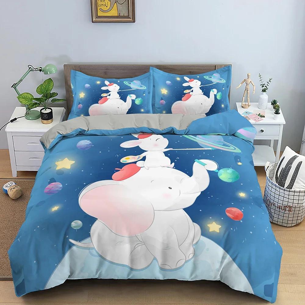 3D Cartoon Pattern Comfortable Duvet Quilt Cover Pillowcase Bedding Set Children Bedroom Decoration Home Textile