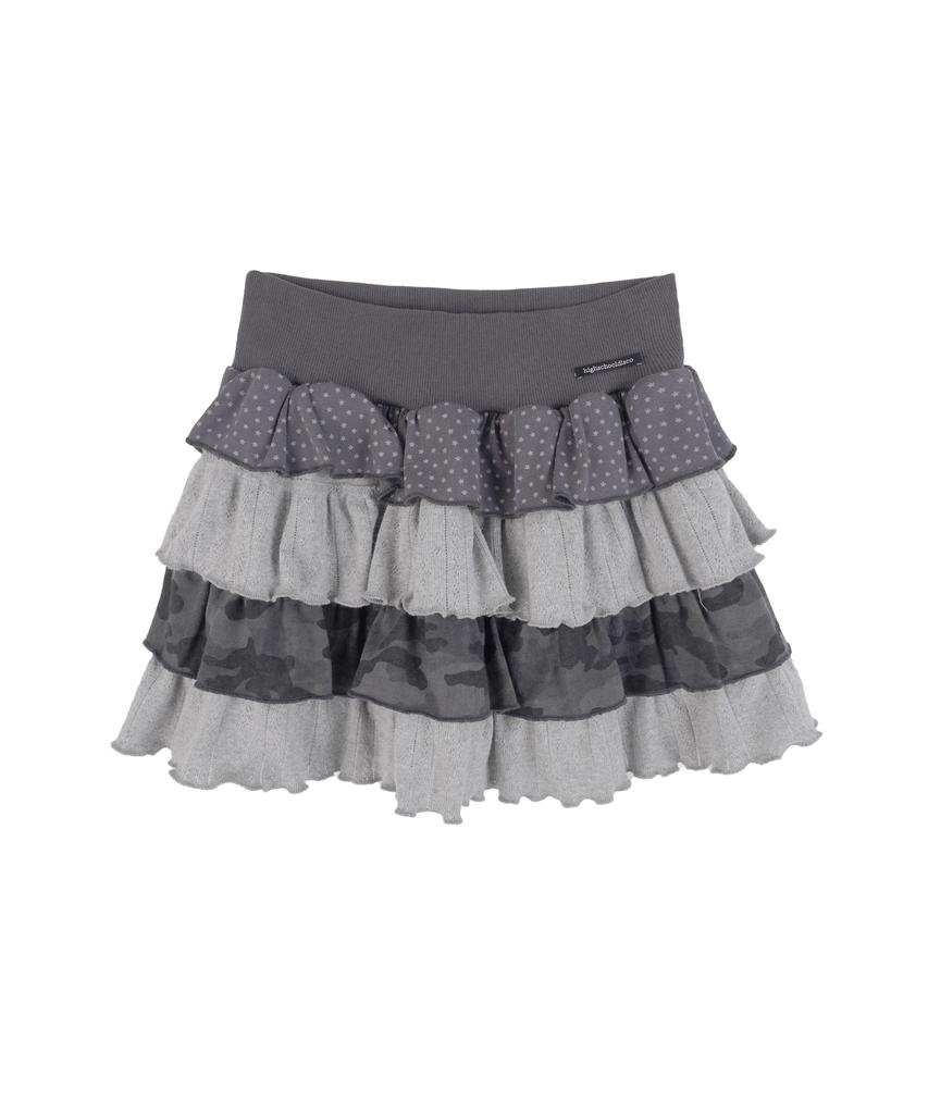 High School Disco Tiered Layered Mini Skirt_Gray