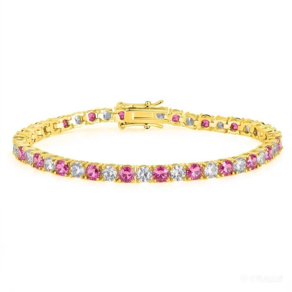 18K Gold Plated Chain Bracelet 4mm Zirconia Thin Chain Bracelet Cubic Zirconia Bracelet Luxury