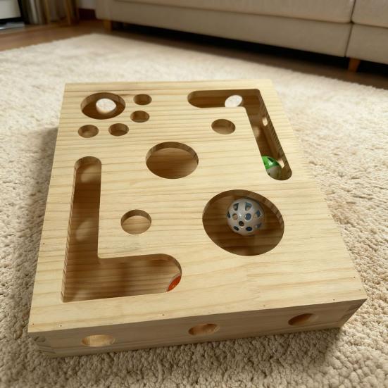 Katzen Nagel Feilen Box Puzzle Enrichment Box Katzenkratzbaum Holz Spiel- und Kratz Labyrinth Box Stressfreie Alternative zu Knipsern und Schleifgeräten