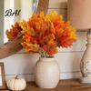 Seasonal Floral Decoration for House Autumn Artificial Flowers Bouquet, Realistic Plastic Arrangement with Layered Long Lasting Decorative Stem Leaves