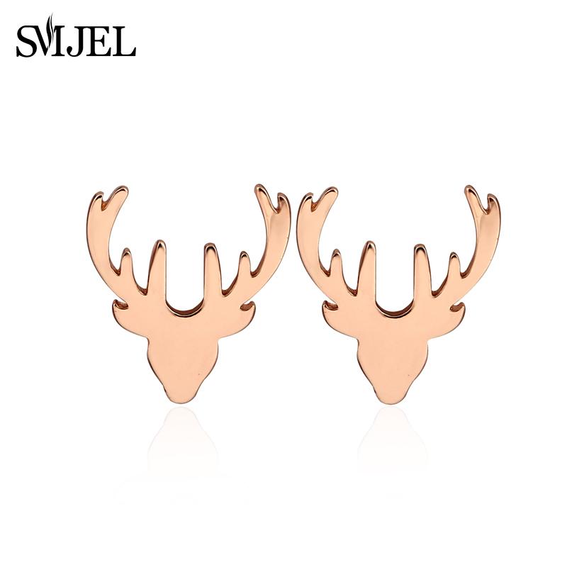 SMJEL Minimalistische Zilverkleurige Hertenhoorn Oorbellen Dames Kerst Sieraden Leuke Eland Gewei Oorknopjes Unieke Tak Oorbellen