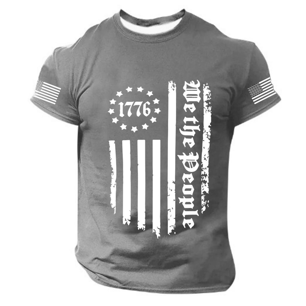 Men's Short Sleeve T-Shirt Independence Day Print Casual Summer Top Patriotic Party Tee